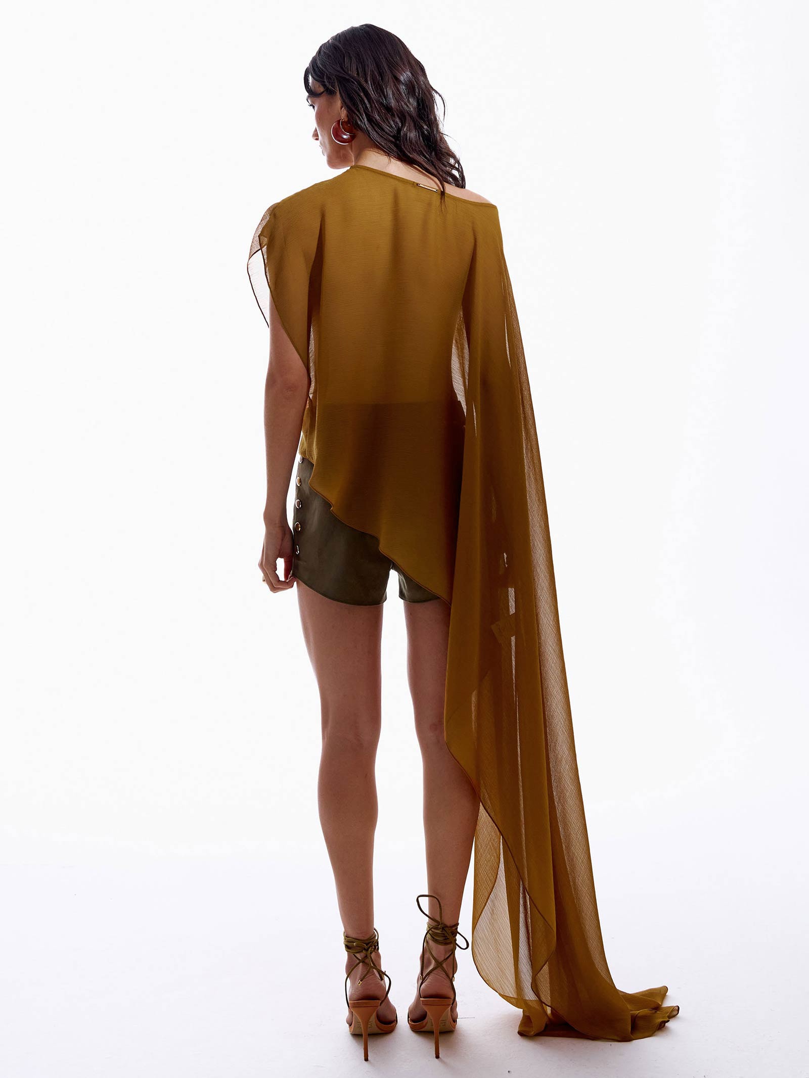 Blusa Feminina Assimétrica Com Renda Marrom My Favorite