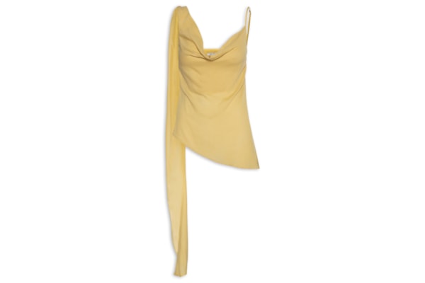 Blusa Feminina Assimétrica De Alça Com Faixa - Amarelo
