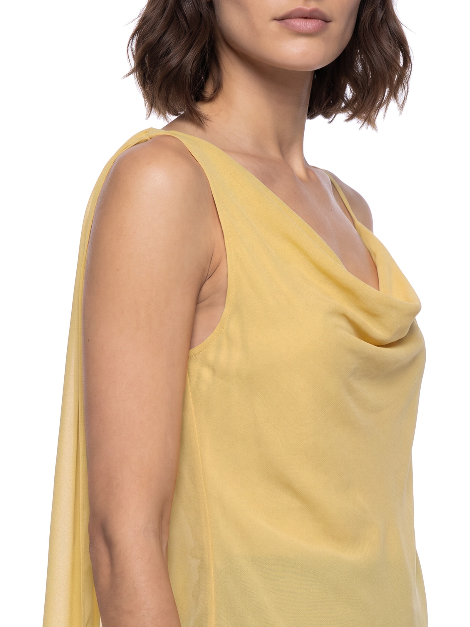 Blusa Feminina Assimétrica De Alça Com Faixa Amarelo My Favorite