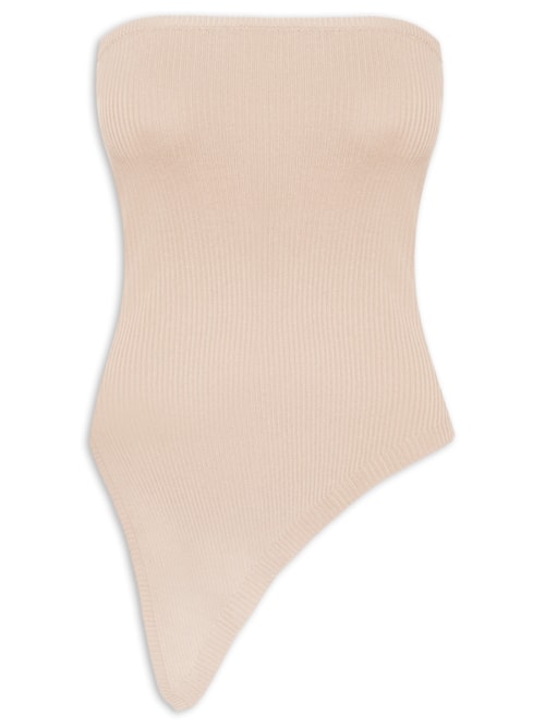 Blusa Feminina Assimétrica Sem manga – Bege