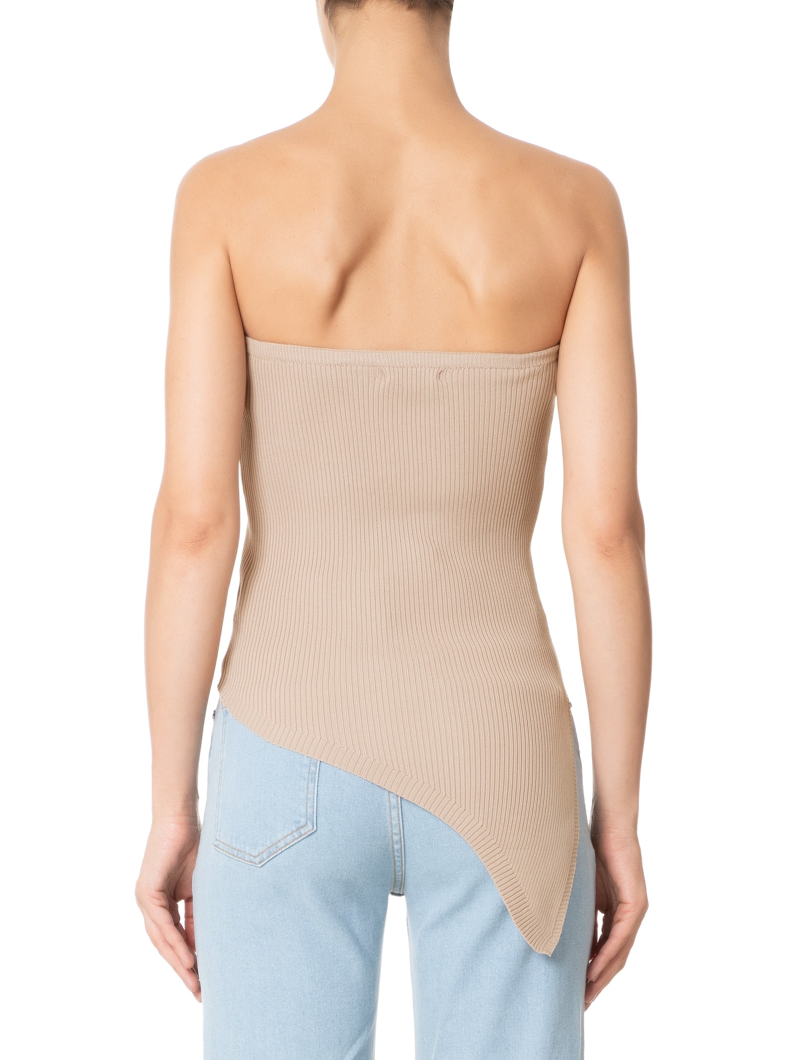 Blusa Feminina Assimétrica Sem manga Bege Market 33