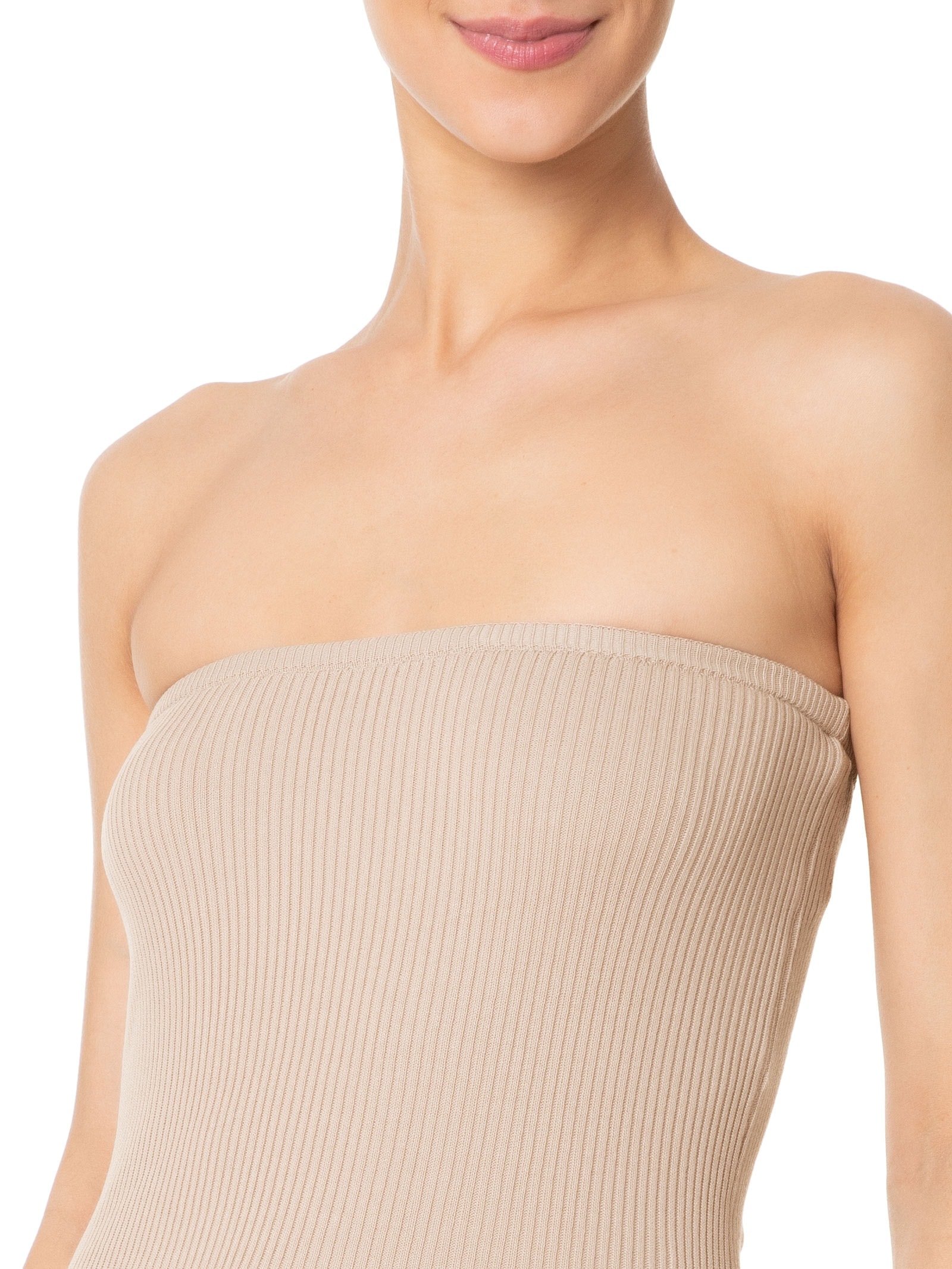 Blusa Feminina Assimétrica Sem manga Bege Market 33