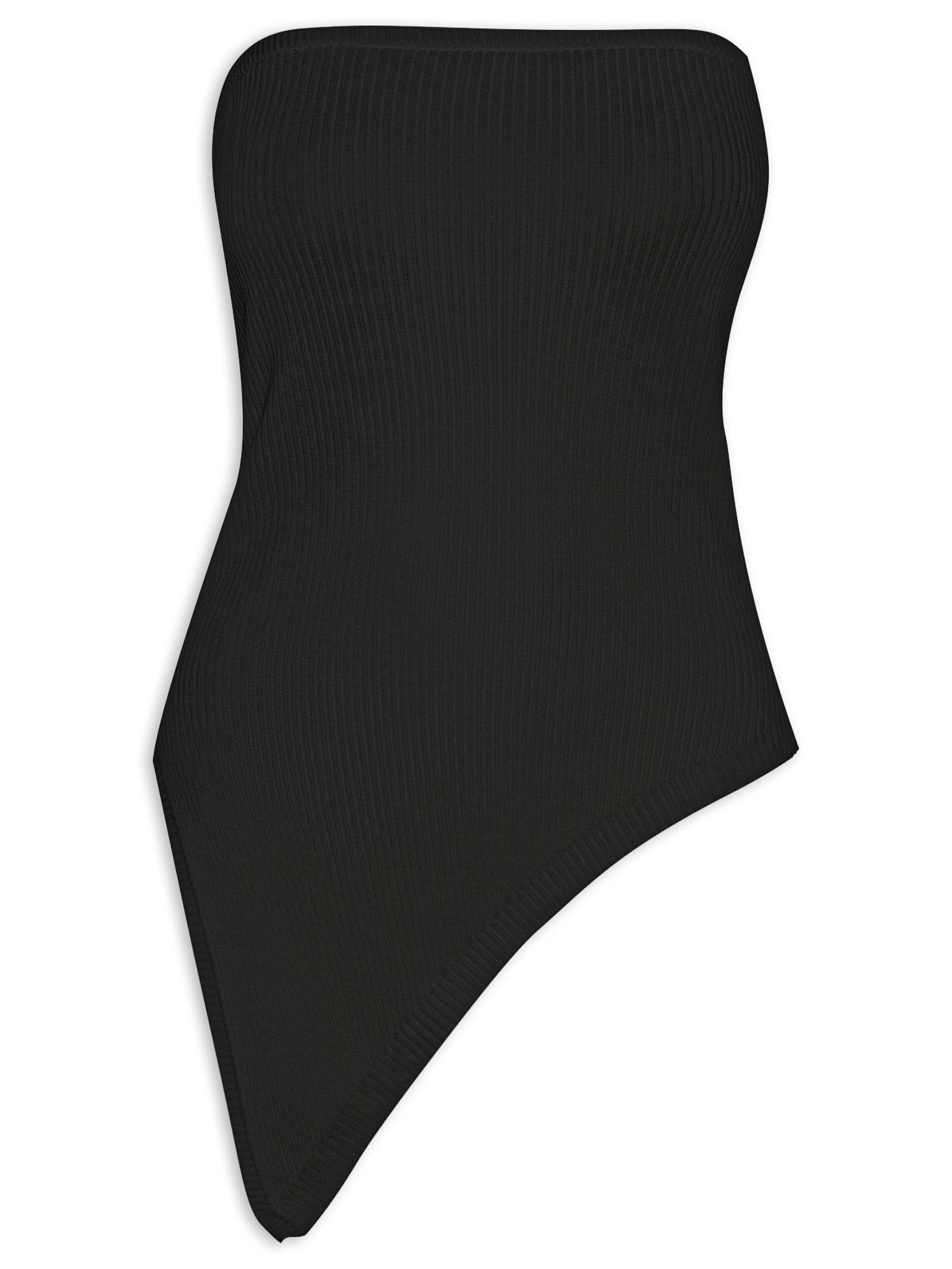 Blusa Feminina Assimétrica Sem manga Preto Market 33