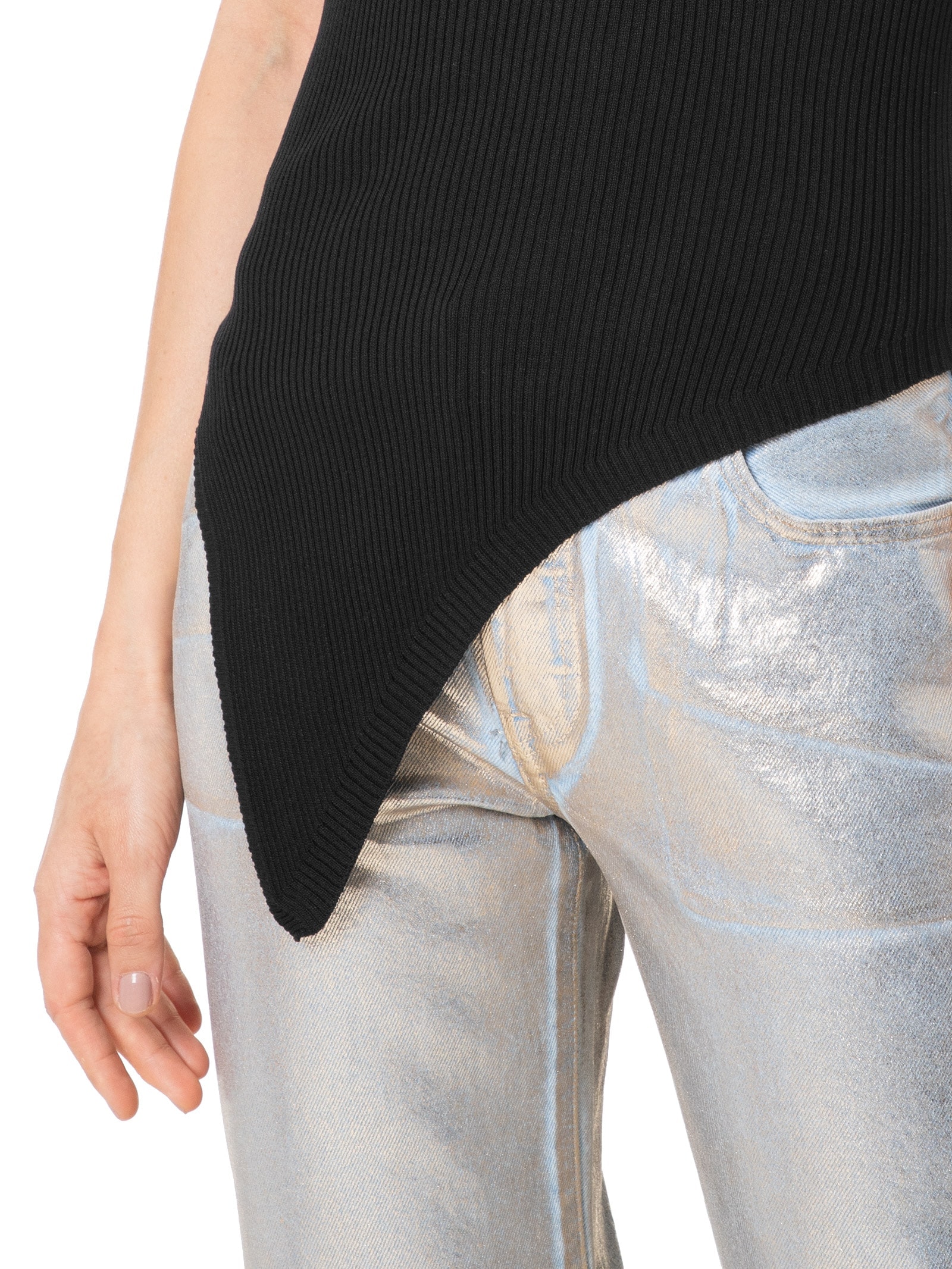 Blusa Feminina Assimétrica Sem manga Preto Market 33