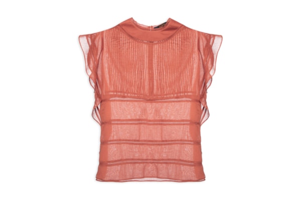 Blusa Feminina Babado Nervuras - Laranja
