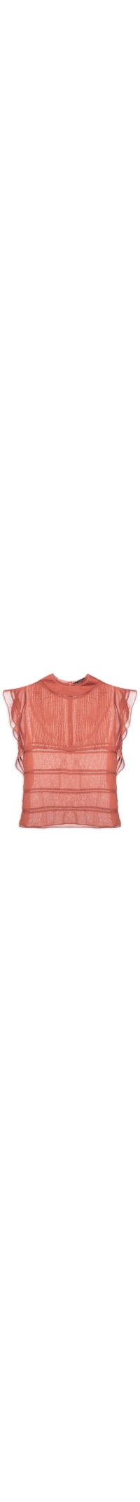 Blusa Feminina Babado Nervuras - Laranja