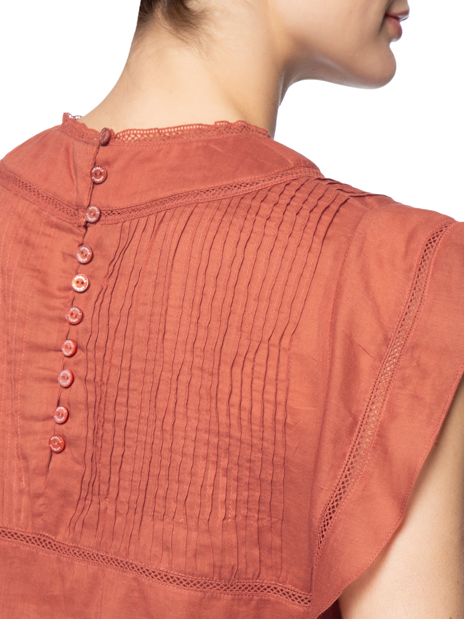Blusa Feminina Babado Nervuras Laranja Animale