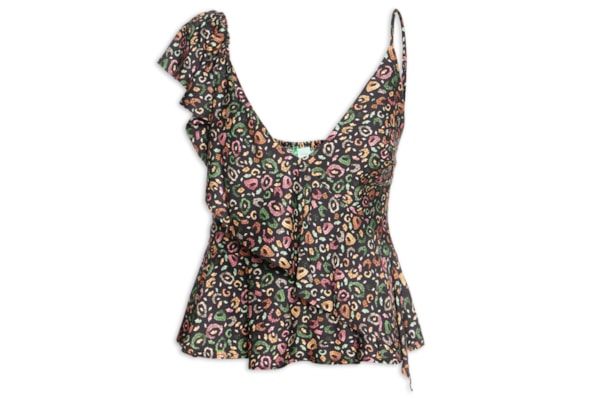 Blusa Feminina Babado Onça Borogodó - Preto