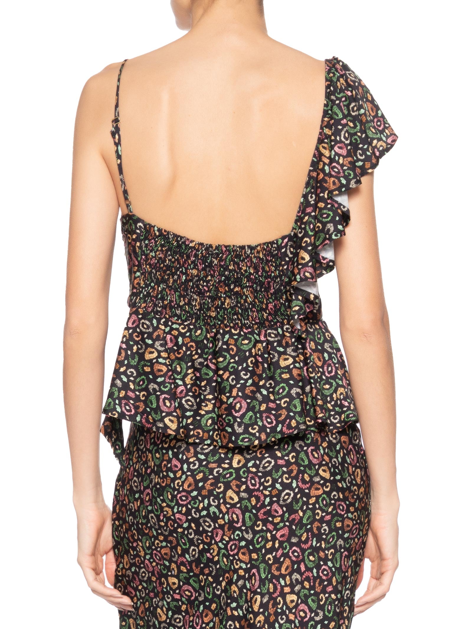 Blusa Feminina Babado Onça Borogodó Preto Farm