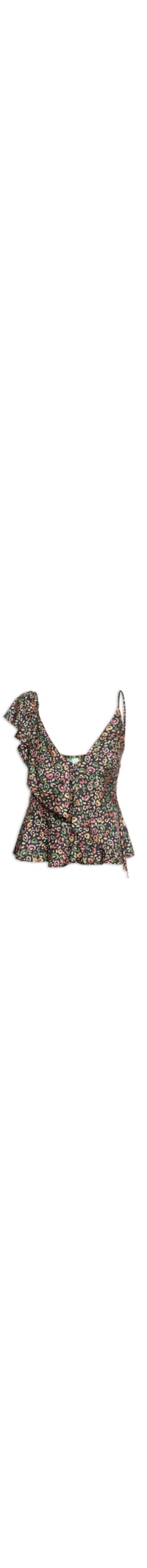 Blusa Feminina Babado Onça Borogodó - Preto