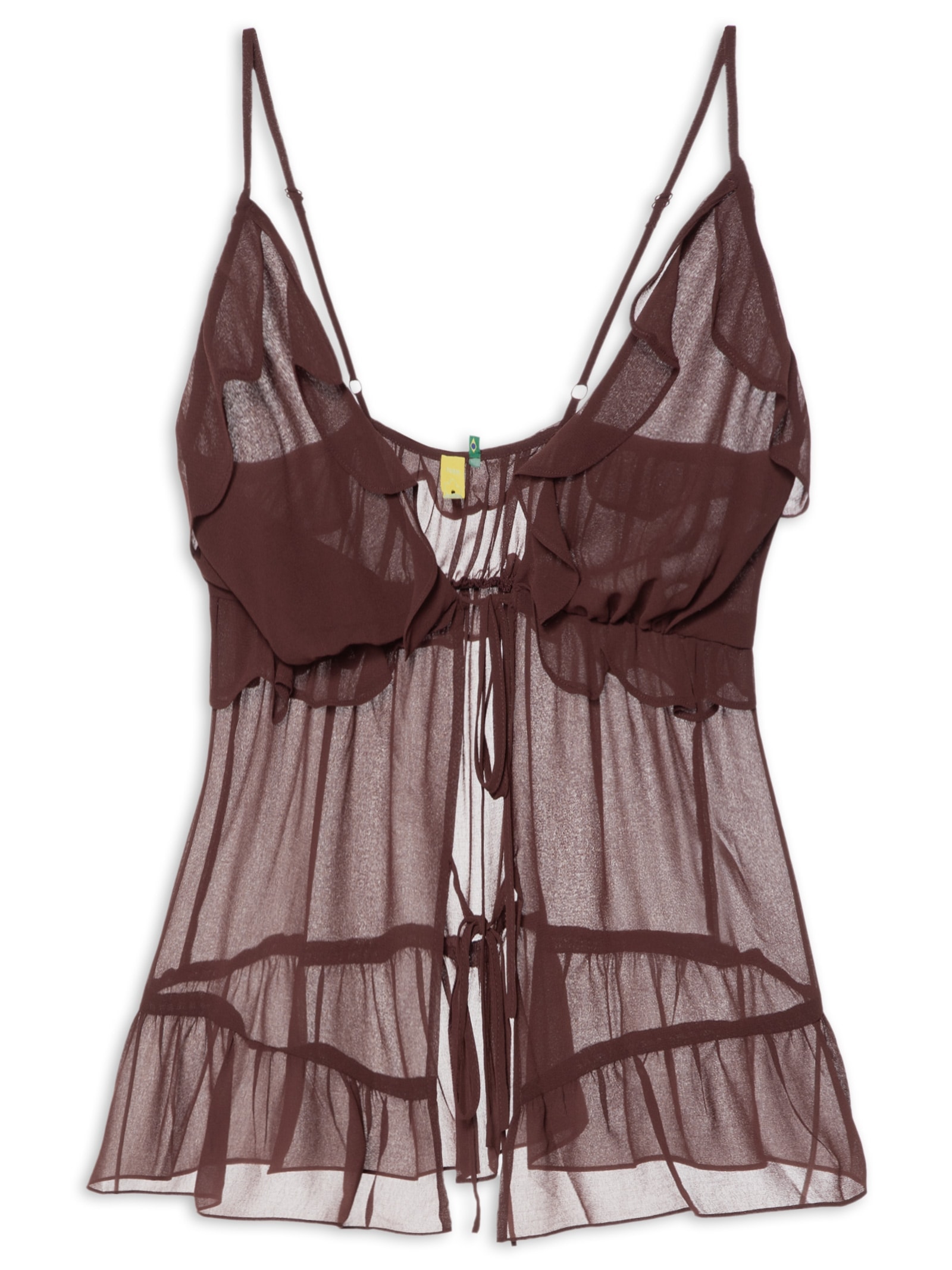 Blusa Feminina Babados Alcinhas Marrom  Farm