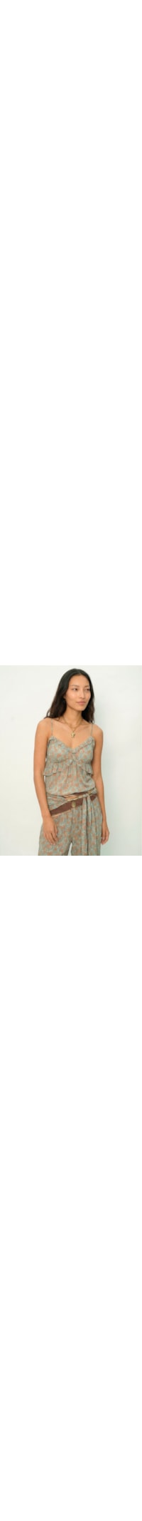 Blusa Feminina Babados Estampa Greeny - Azul