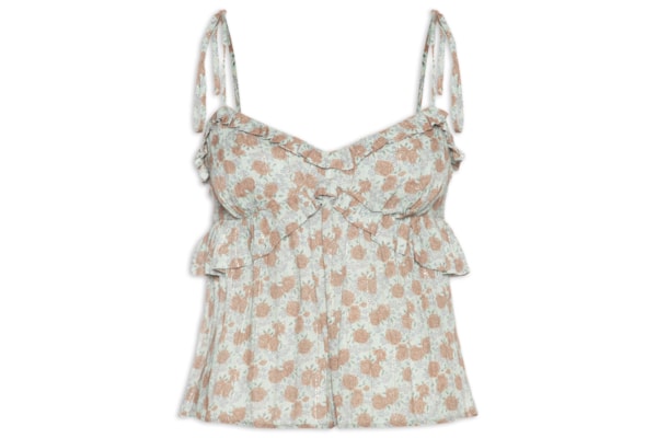 Blusa Feminina Babados Estampa Greeny - Azul