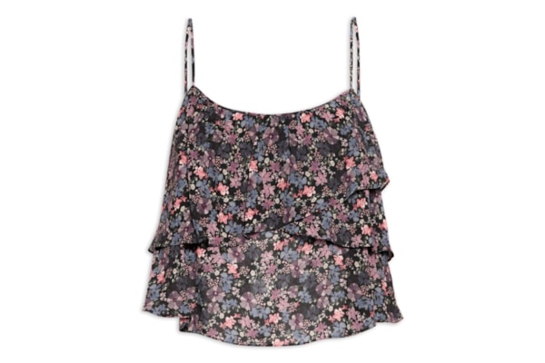 Blusa Feminina Babados Ggt Estampa Liza - Preto