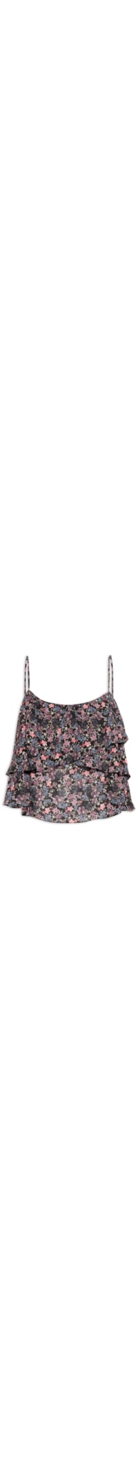 Blusa Feminina Babados Ggt Estampa Liza - Preto