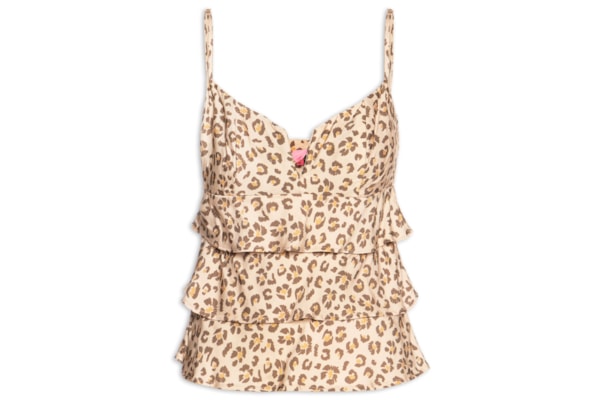 Blusa Feminina Babados Onça Flor - Marrom