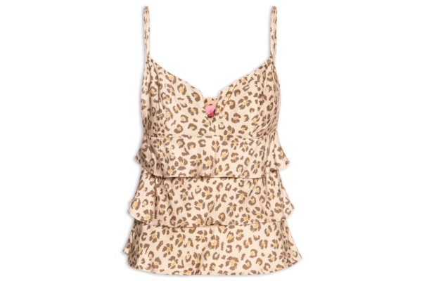 Blusa Feminina Babados Onça Flor - Marrom