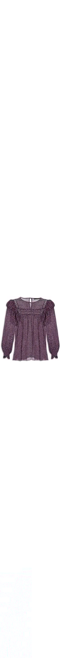 Blusa Feminina Babados Pois Gráfico - Roxo