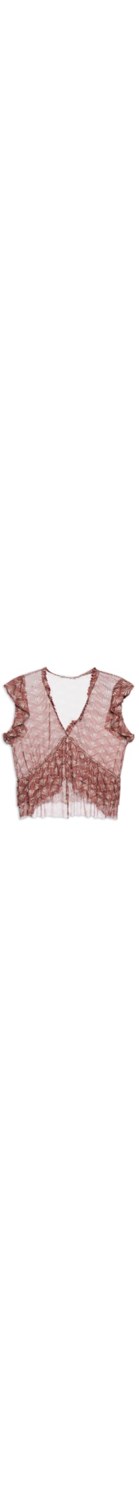 Blusa Feminina Babados Tule Estampa Conchário – Vermelho