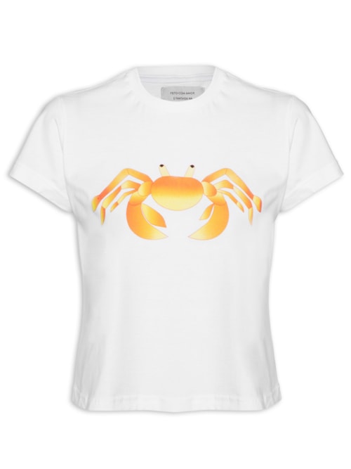 Blusa Feminina Baby Look Carangueijo – Branco