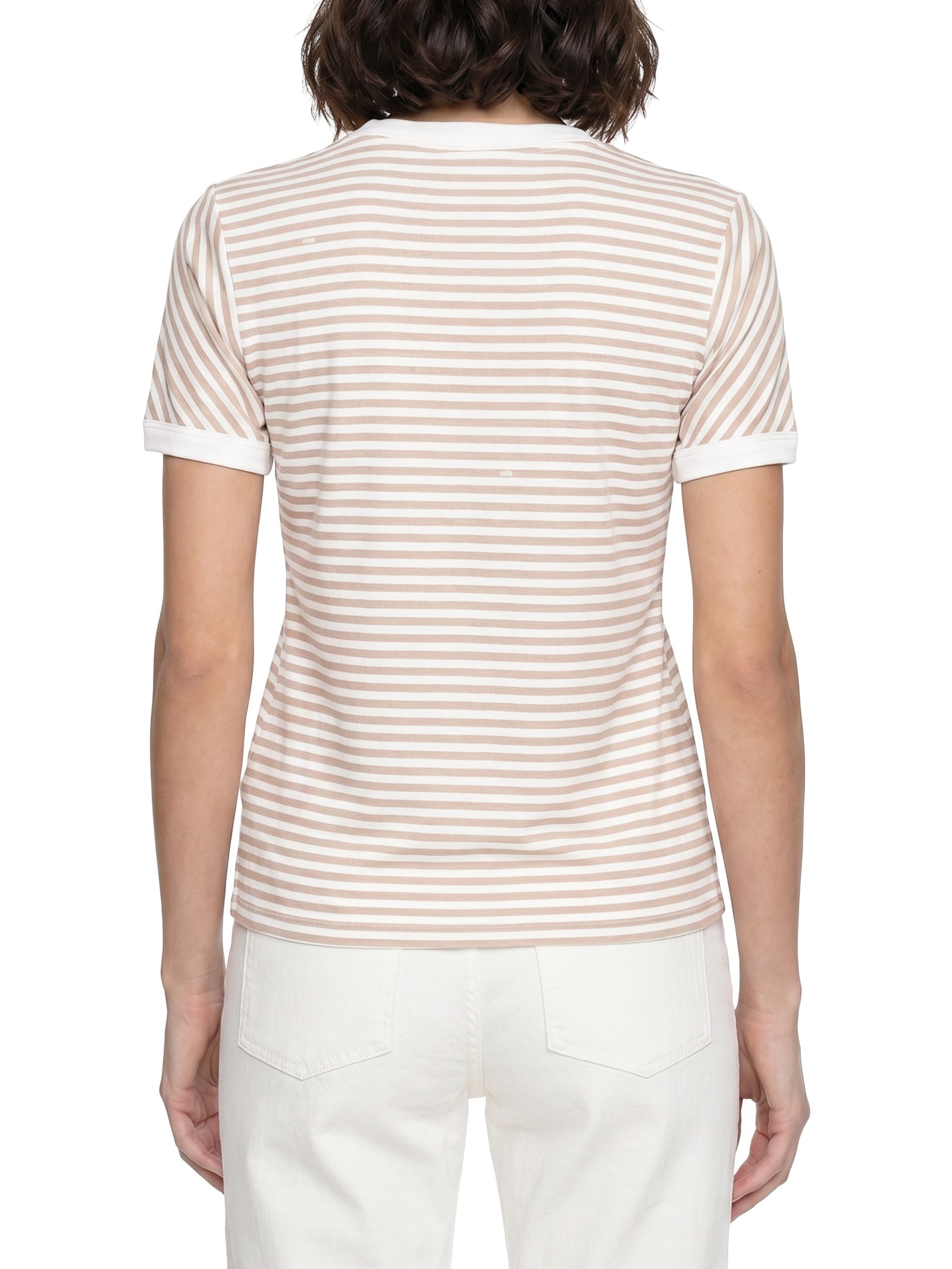 Blusa Feminina Baby Look Estampada Bege Lança Perfume