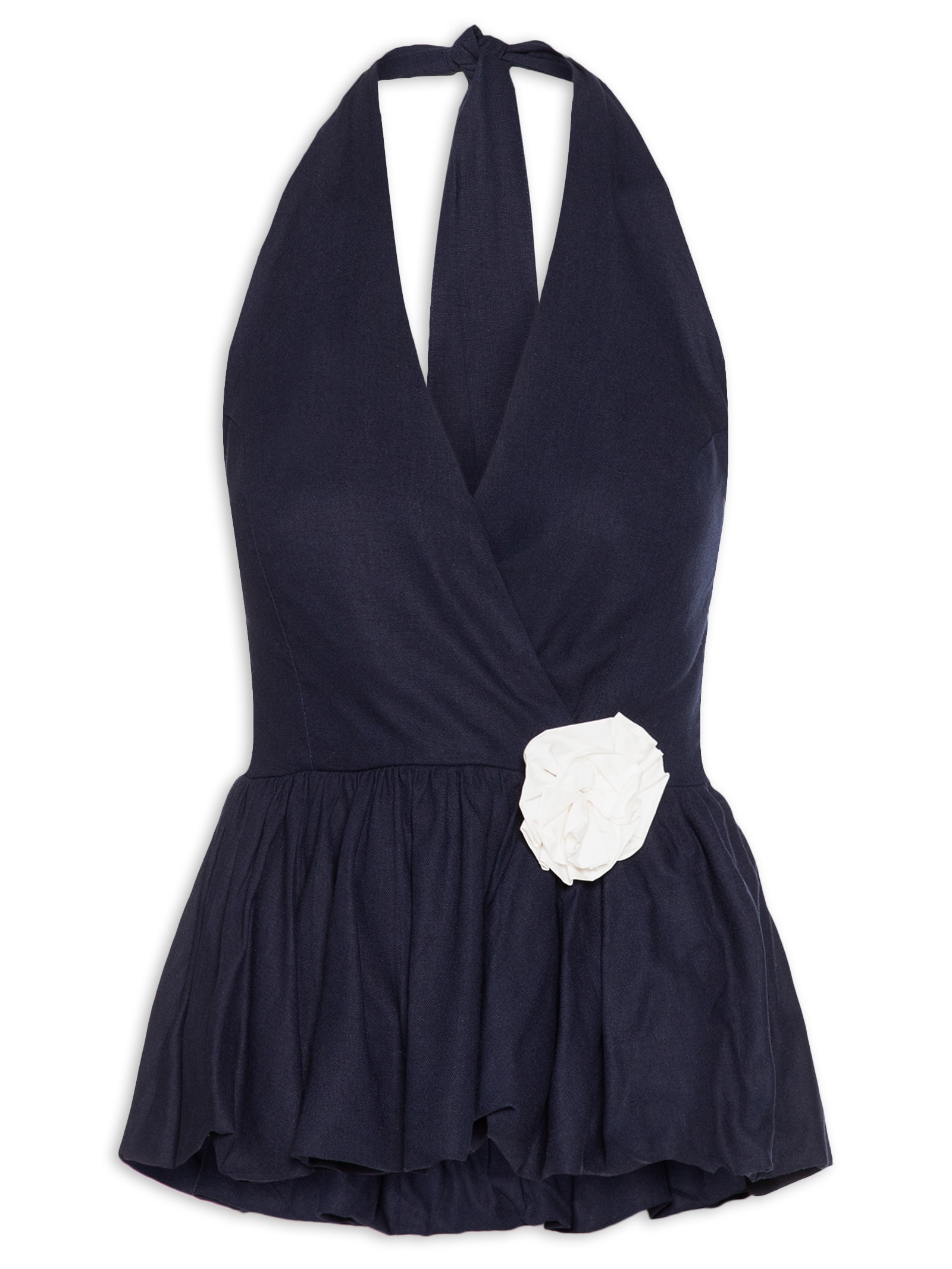 Blusa Feminina Balonê Em Linho Misto Azul '2Essential