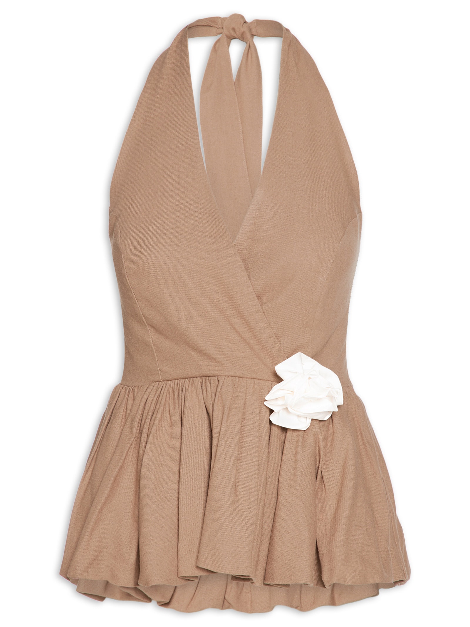 Blusa Feminina Balonê Em Linho Misto Bege '2Essential