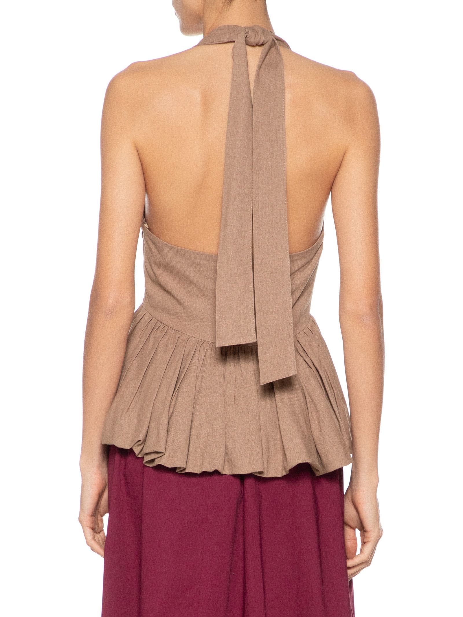 Blusa Feminina Balonê Em Linho Misto Marrom '2Essential