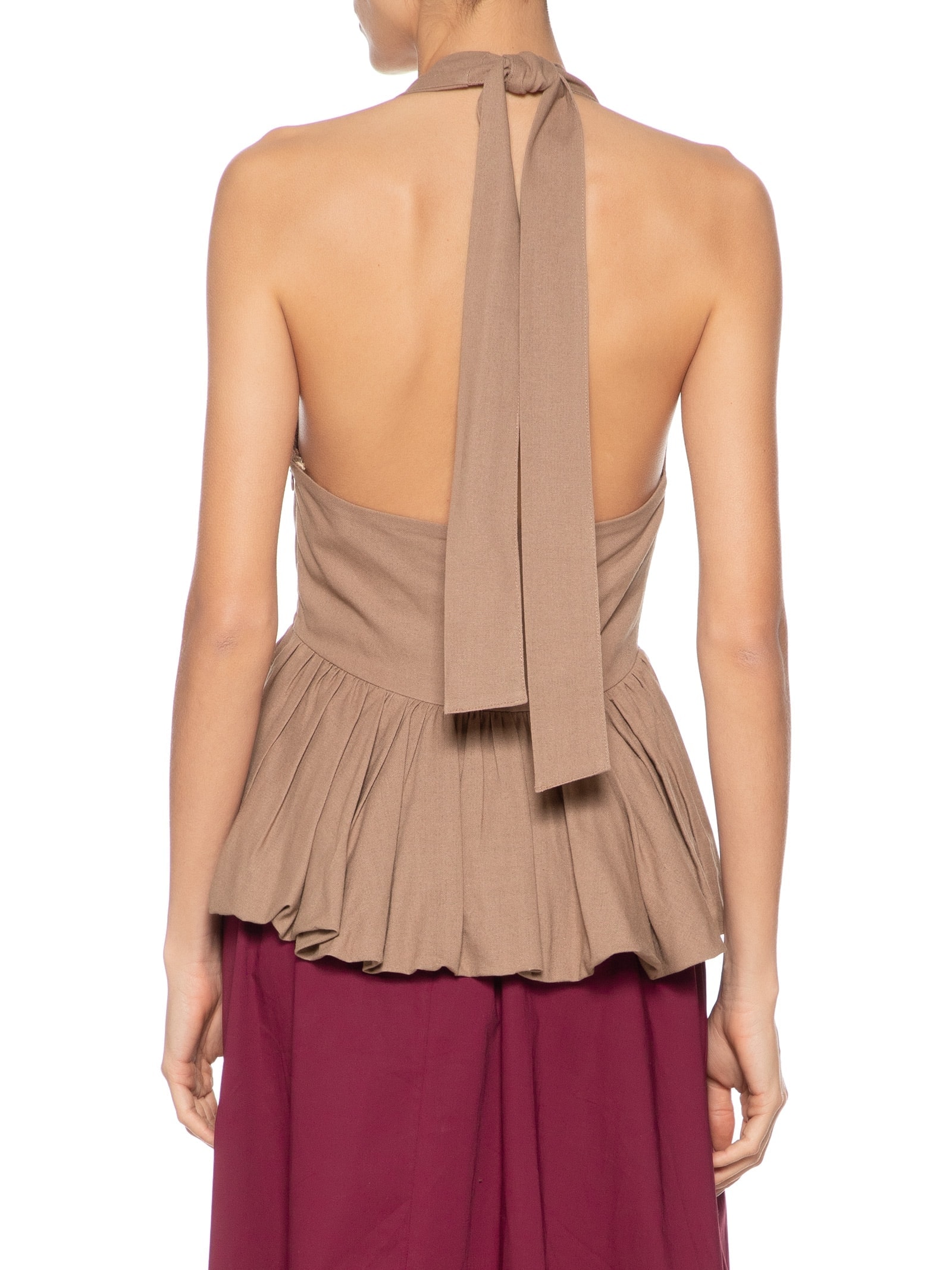 Blusa Feminina Balonê Em Linho Misto Marrom '2Essential