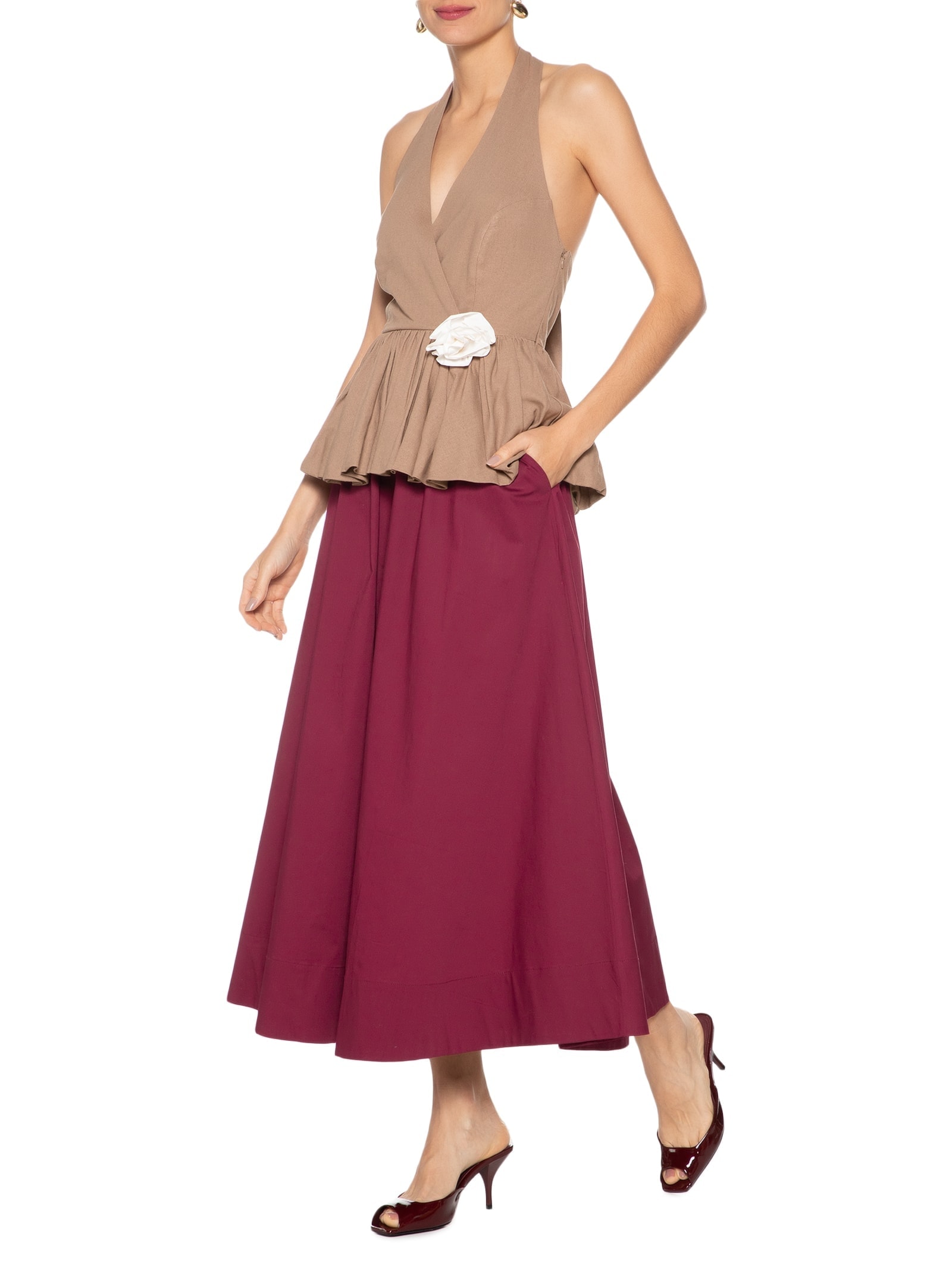 Blusa Feminina Balonê Em Linho Misto Marrom '2Essential