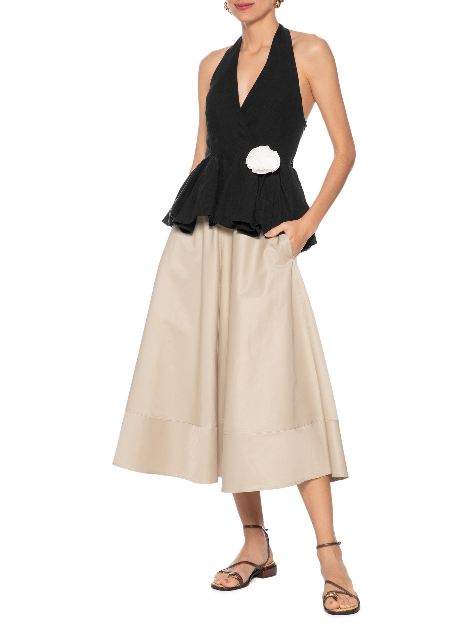 Blusa Feminina Balonê Em Linho Misto Preto '2Essential