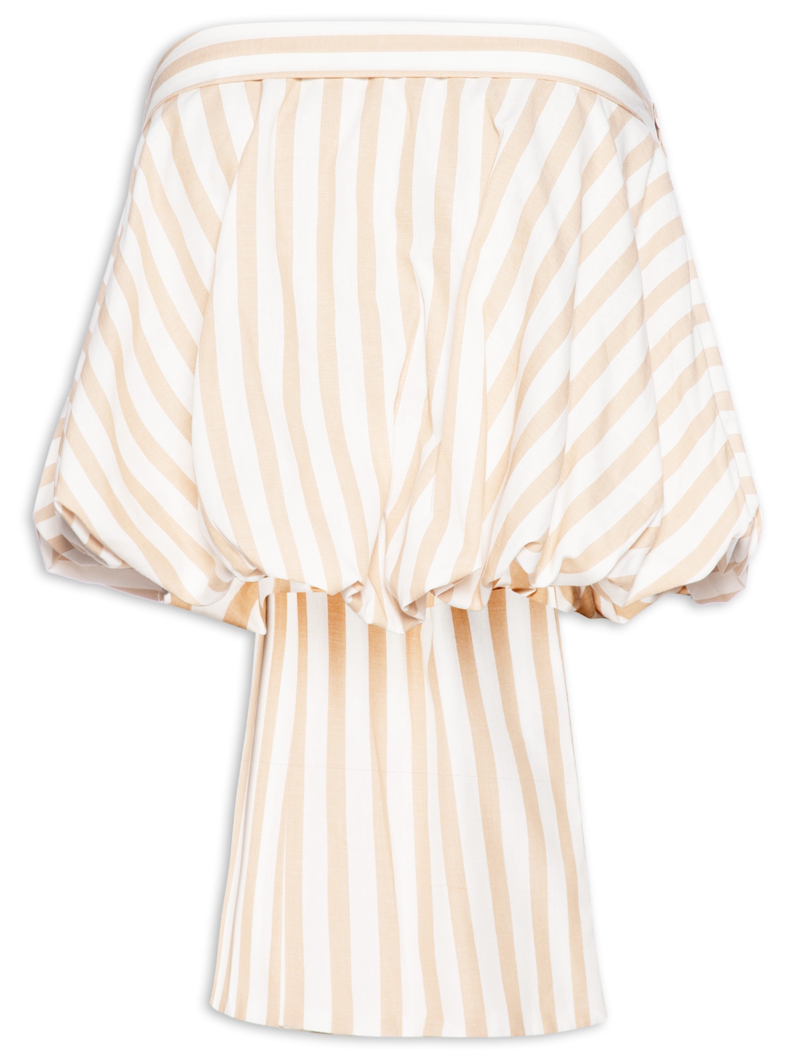 Blusa Feminina Balone Laço Listra Buzios Bege Farm