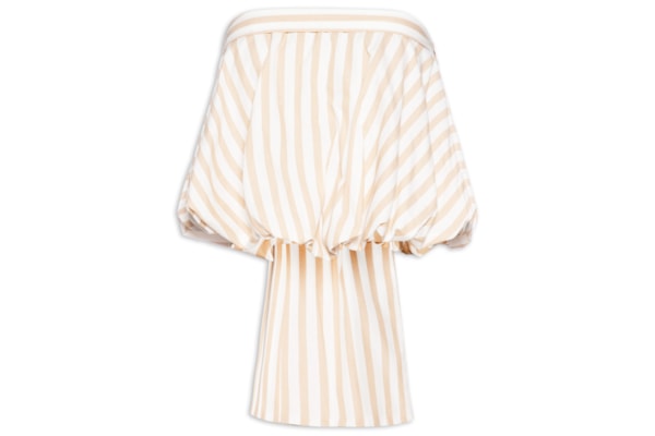 Blusa Feminina Balone Laço Listra Buzios - Bege