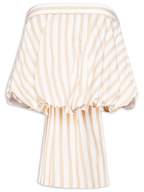 Blusa Feminina Balone Laço Listra Buzios – Bege