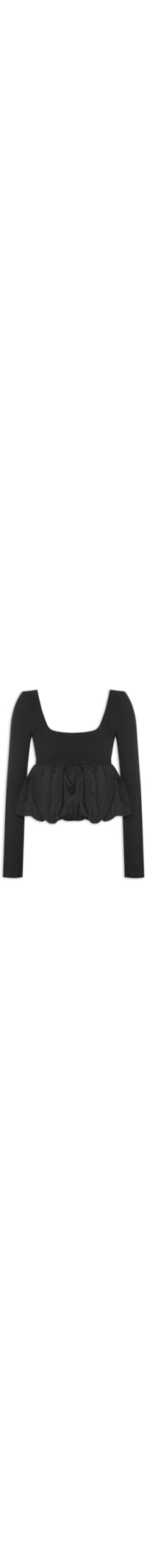 Blusa Feminina Balone Manga - Preto
