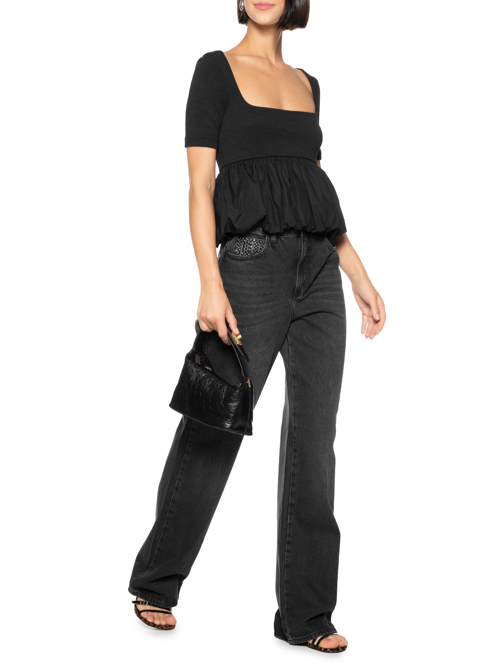 Blusa Feminina Balonê Preto Colcci