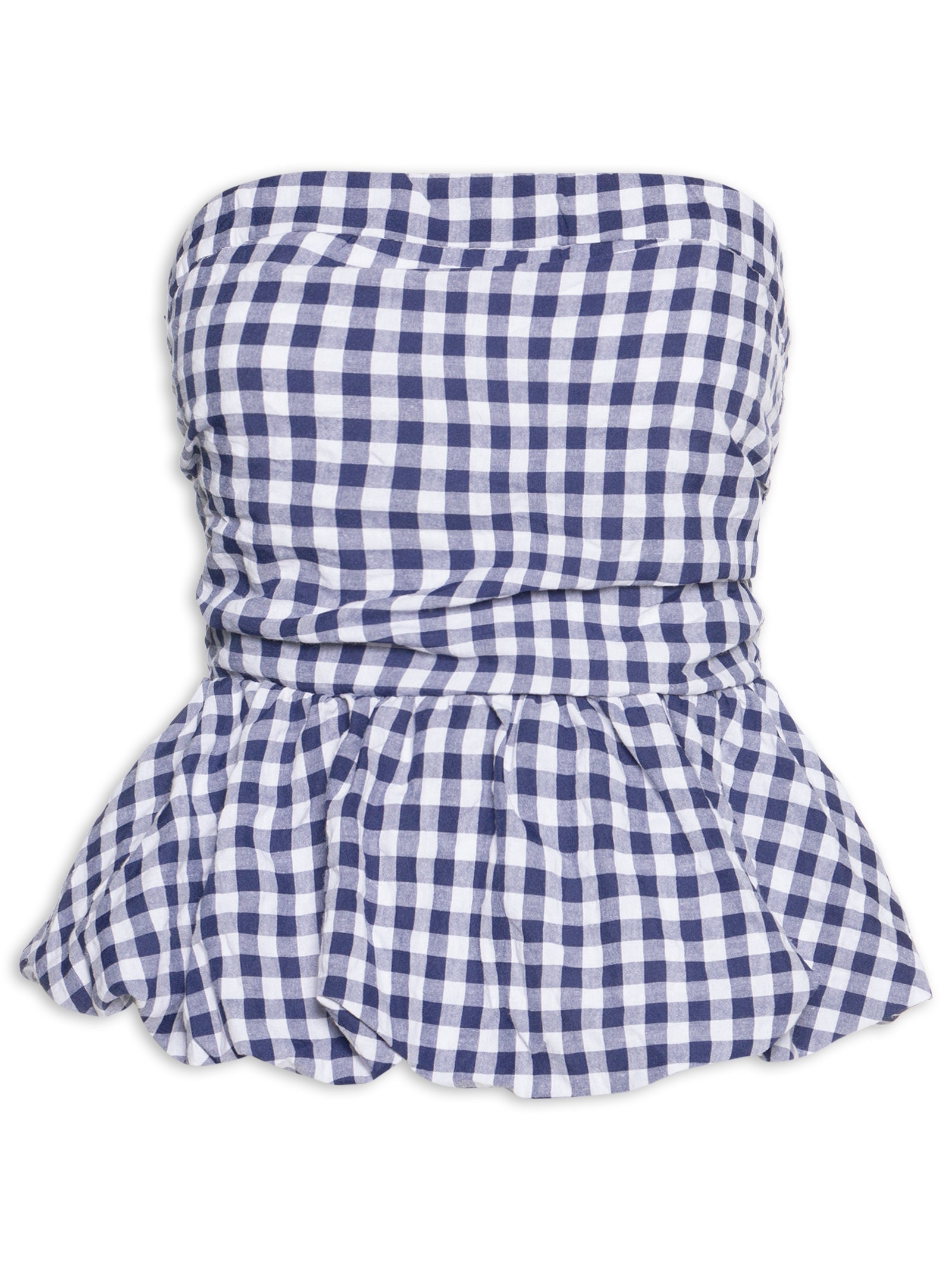 Blusa Feminina Balonê Xadrez Azul Market 33