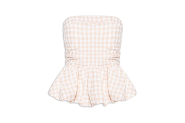 Blusa Feminina Balonê Xadrez - Bege