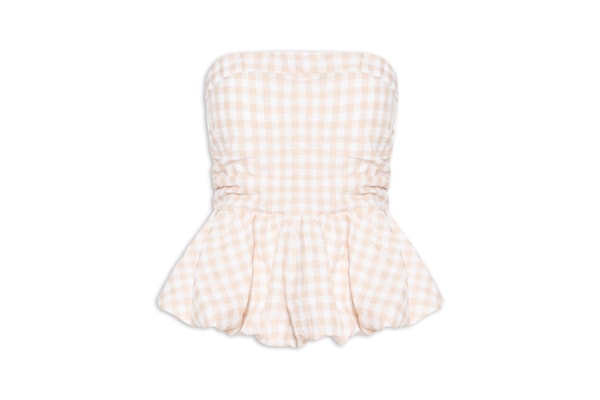 Blusa Feminina Balonê Xadrez - Bege