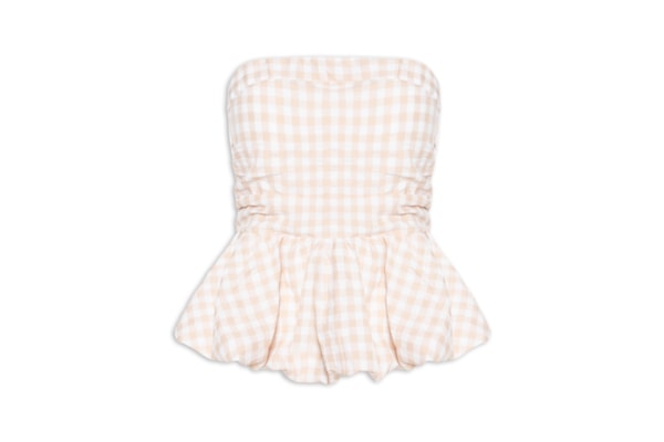 Blusa Feminina Balonê Xadrez - Bege