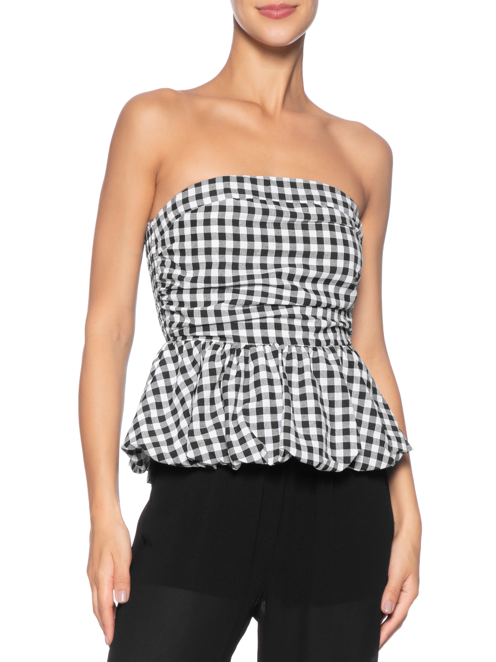 Blusa Feminina Balonê Xadrez Preto Market 33