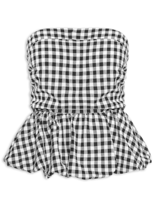 Blusa Feminina Balonê Xadrez – Preto