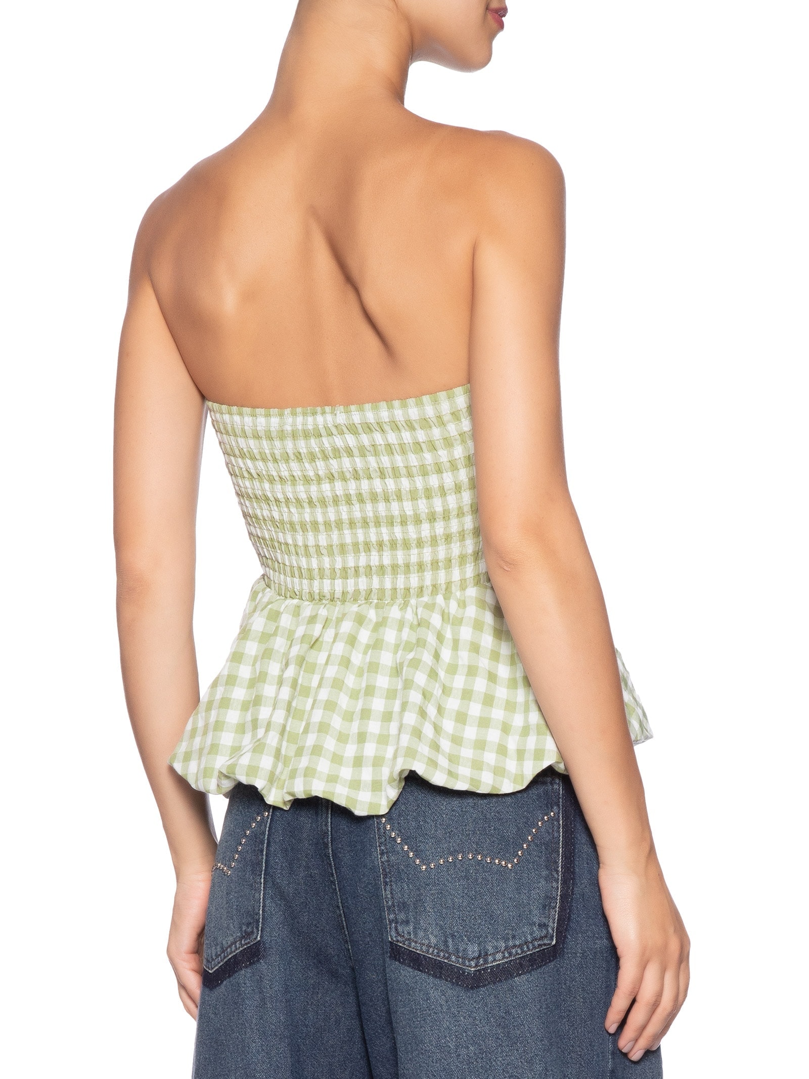 Blusa Feminina Balonê Xadrez Verde Market 33