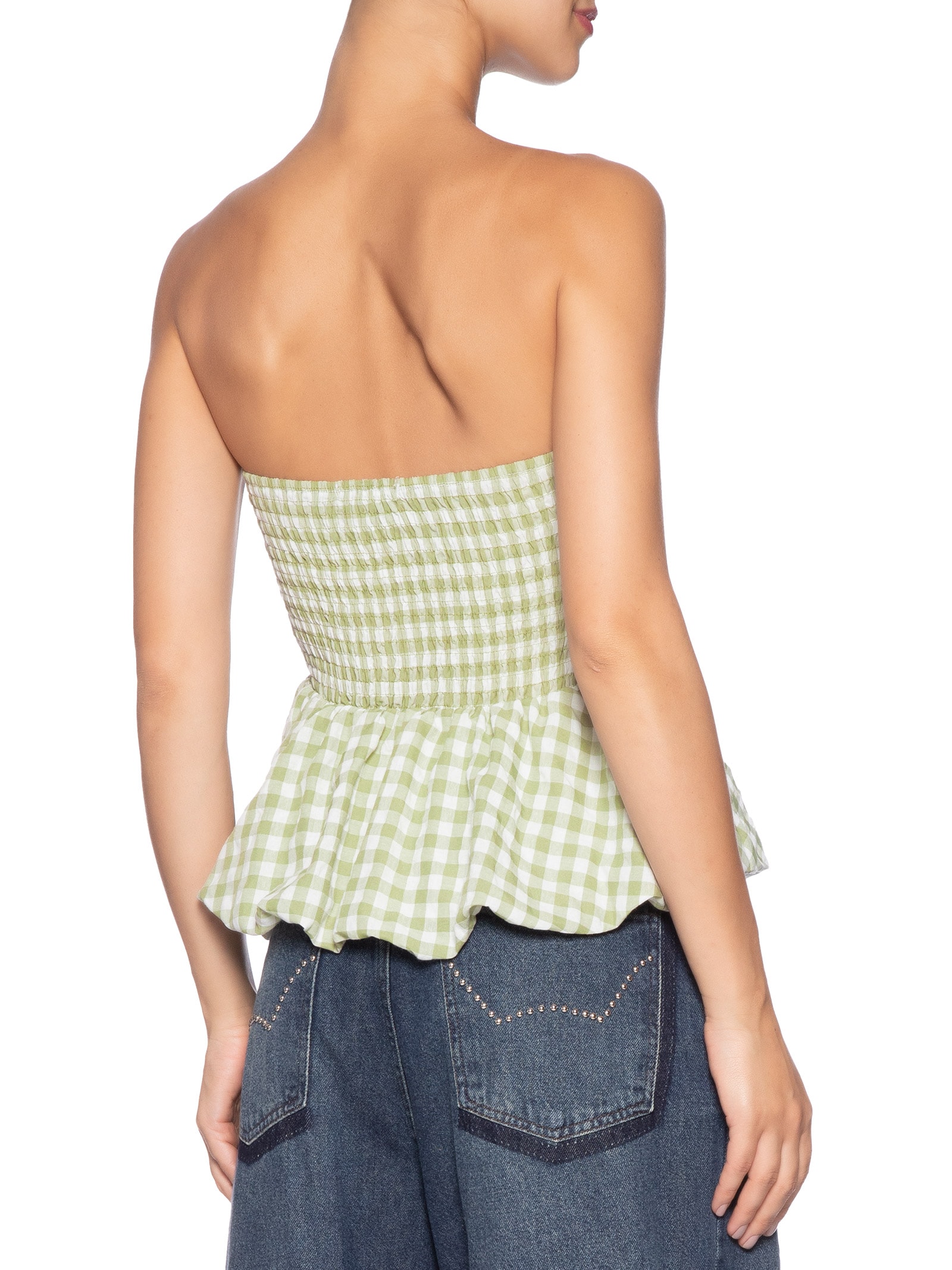 Blusa Feminina Balonê Xadrez Verde Market 33