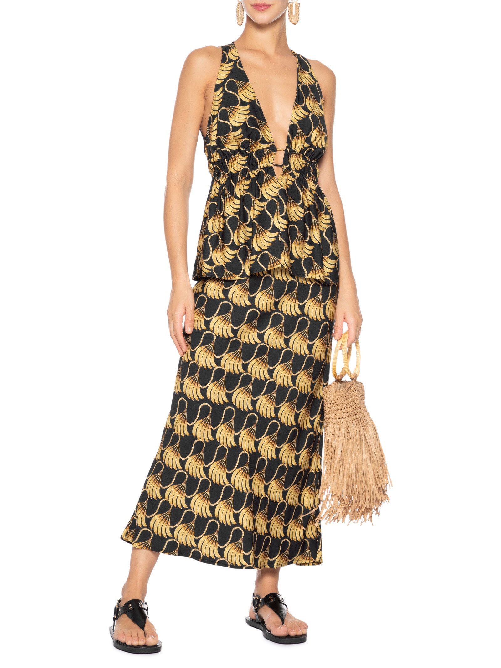 Blusa Feminina Banana Tassel Mini Preto Farm