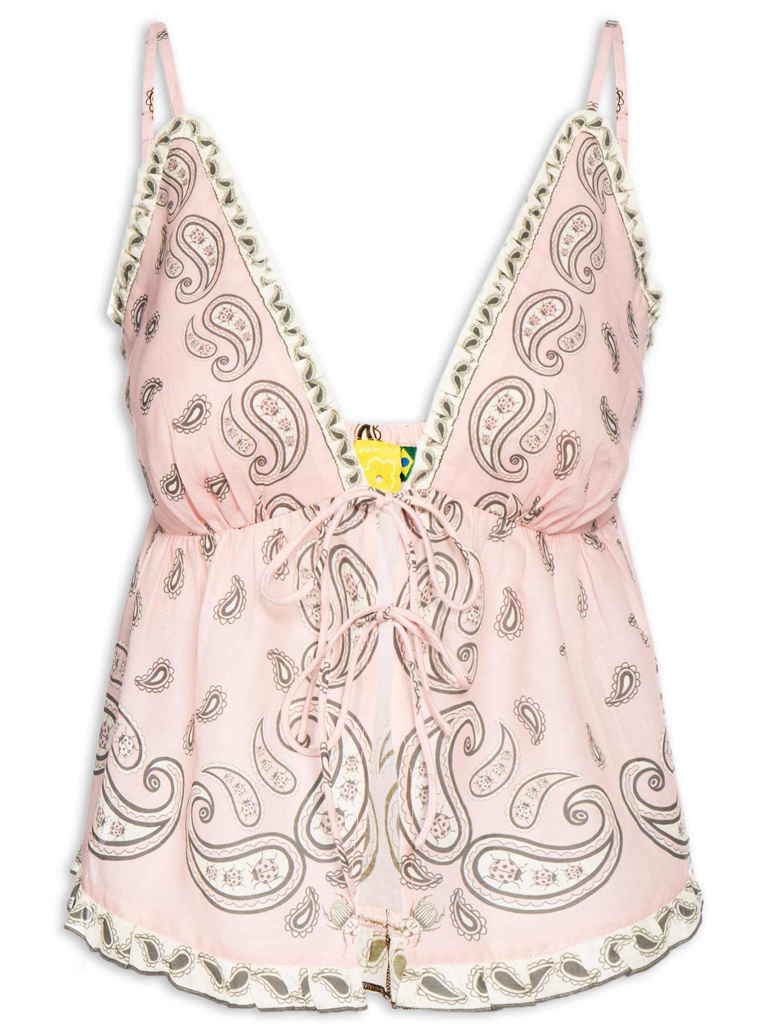 Blusa Feminina Bandana Jardim Rosa Farm Praia