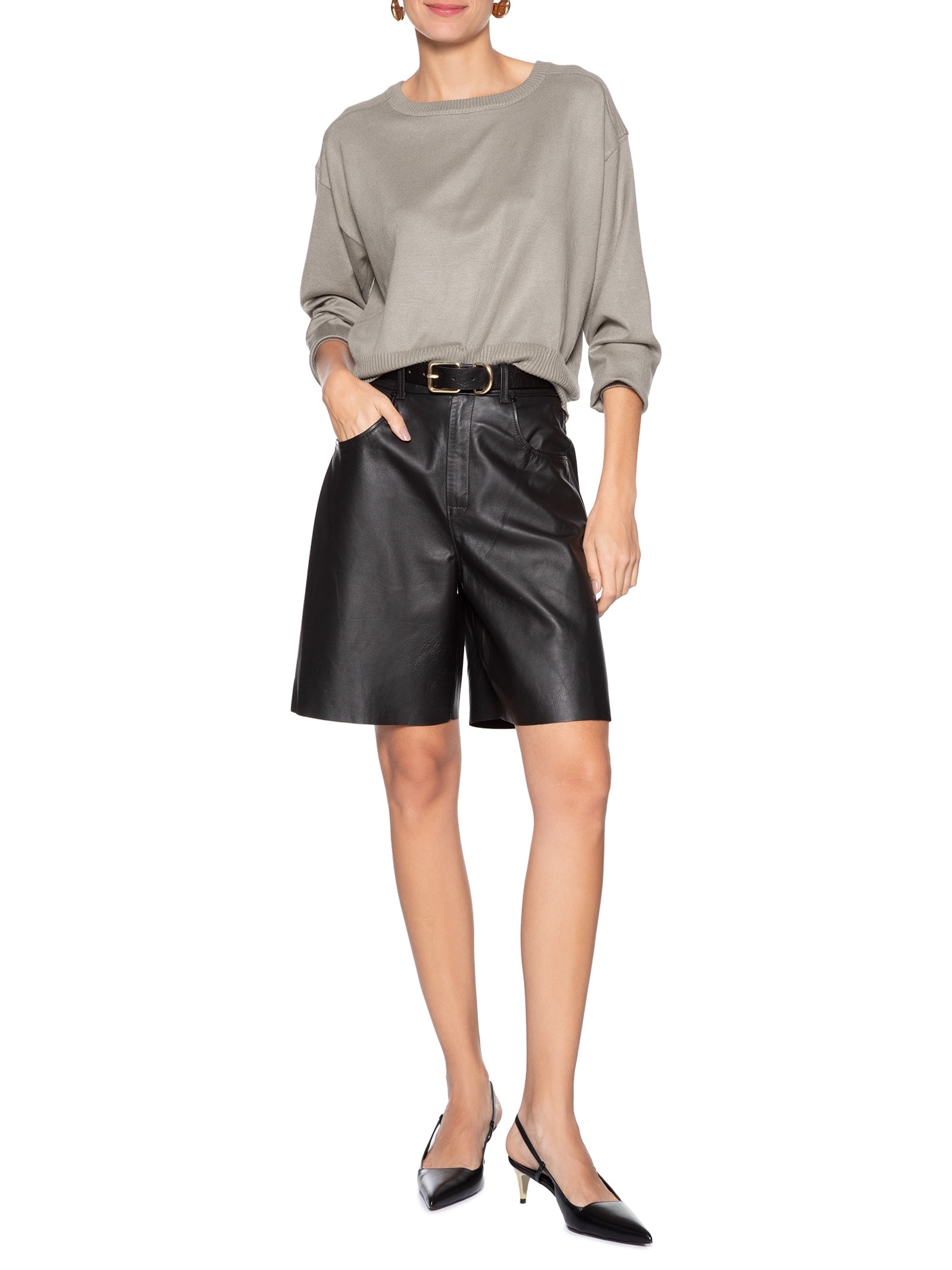 Blusa Feminina Barra Canelada Em Tricot Bege '2Essential