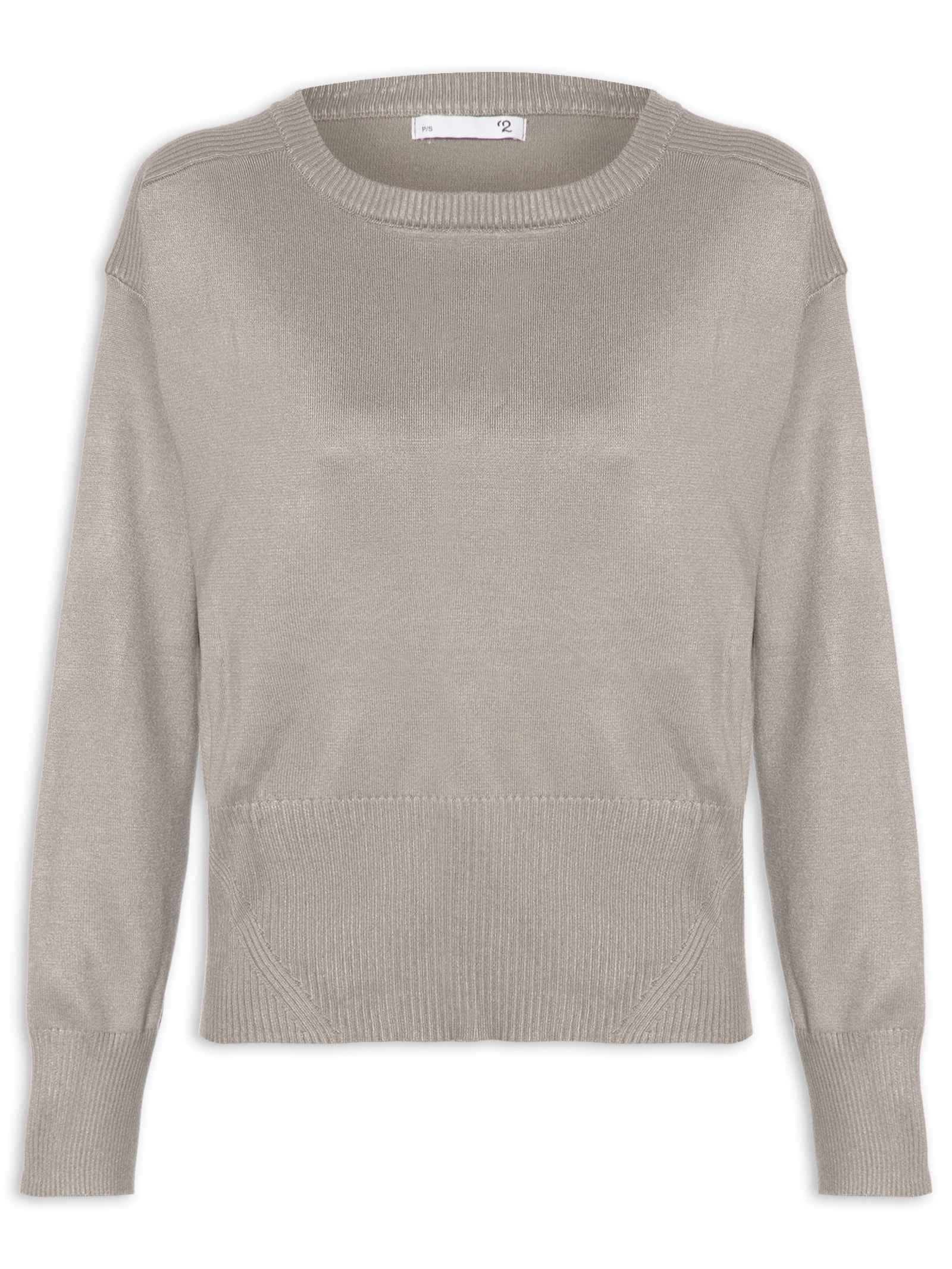 Blusa Feminina Barra Canelada Em Tricot Bege '2Essential