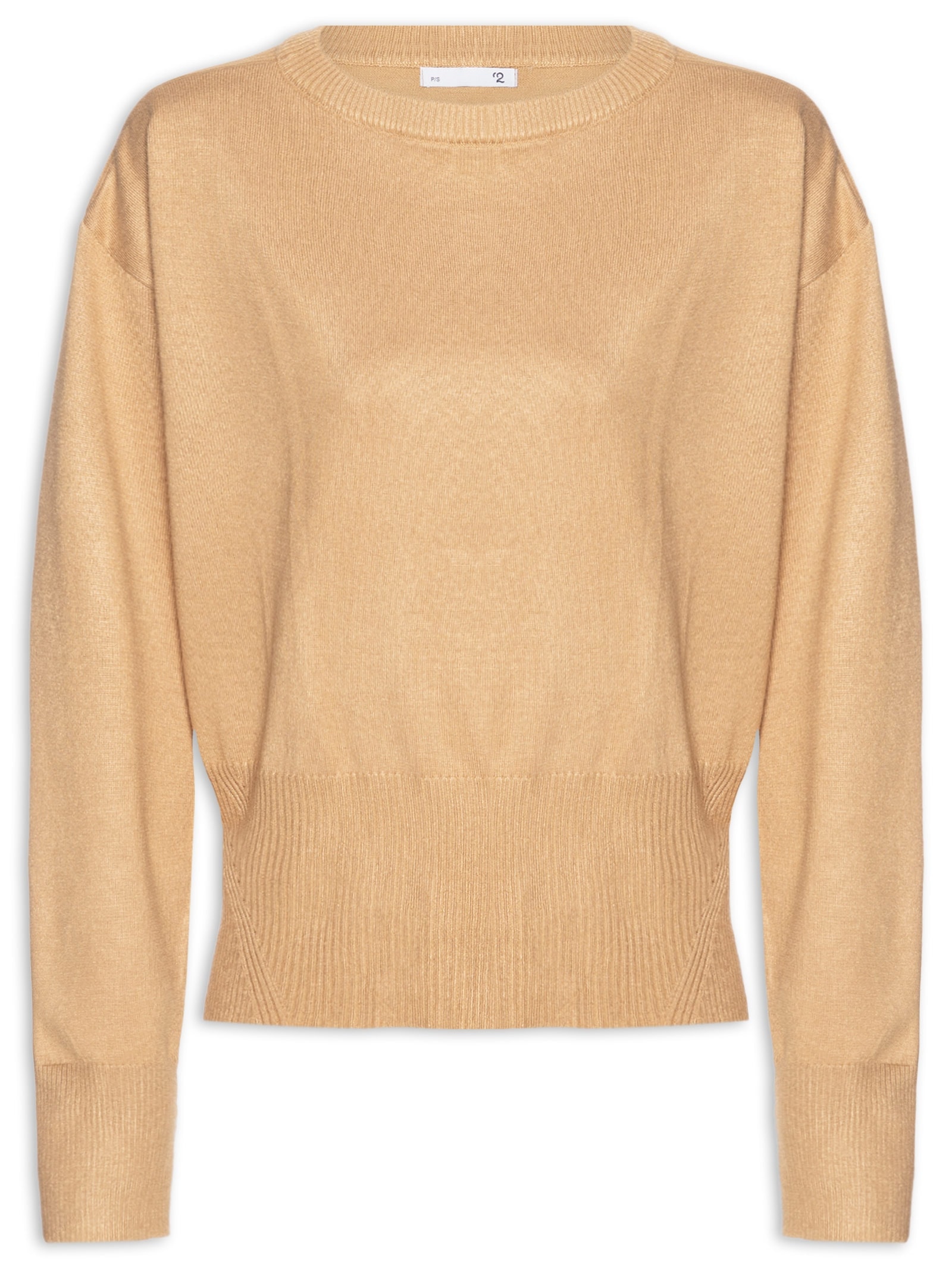 Blusa Feminina Barra Canelada Em Tricot Bege '2Essential