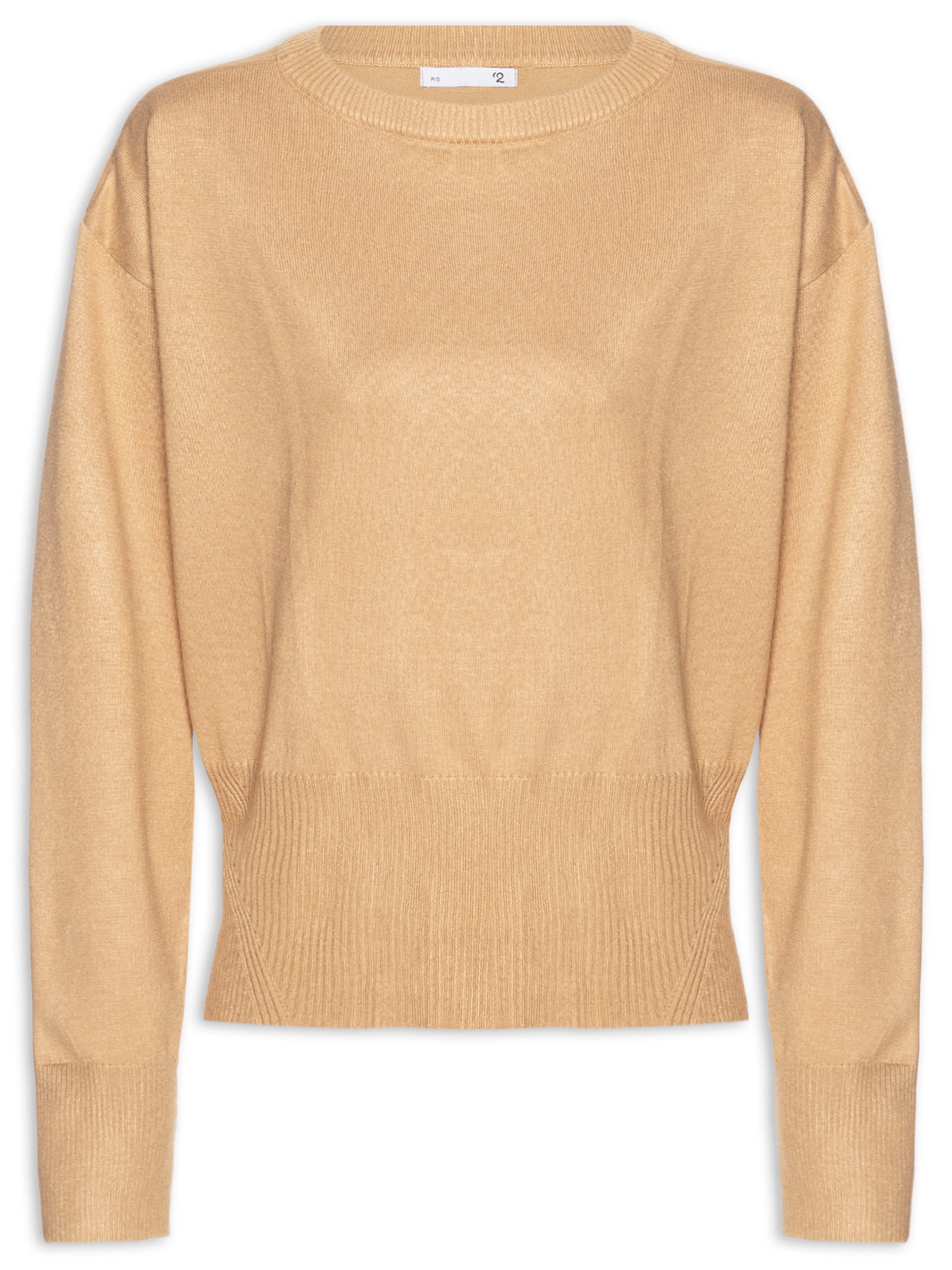 Blusa Feminina Barra Canelada Em Tricot Bege '2Essential